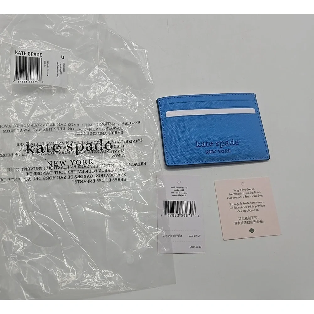 Kate Spade New York Cameron Monotone Small Slim Card Holder Oceanside‎